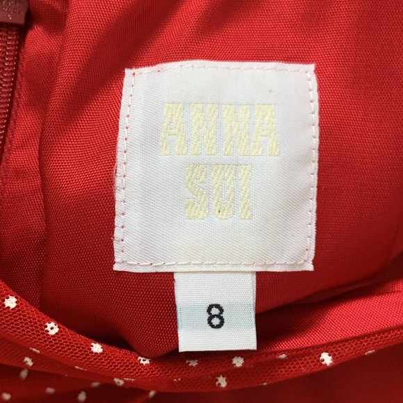 NWT Anna Sui Polka Dot red dress spaghetti strap size 8 medium small 6 - Picture 10 of 14